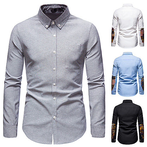 

Men's Shirt Other Prints Abstract Long Sleeve Daily Tops White Black Blue