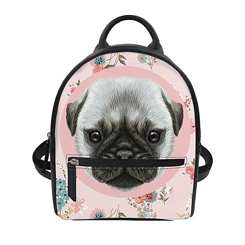 

Women's Unisex PU Leather School Bag Large Capacity Waterproof Zipper Animal School Backpack Dark Grey Blue Yellow Blushing Pink