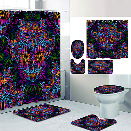 

Bathroom Shower Curtain & Mat Set Modern Polyester New Design