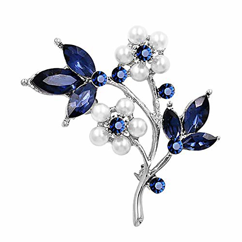 

timesuper crystal flower brooches pin with simulated pearl bouquet jewelry accessories for women,silver