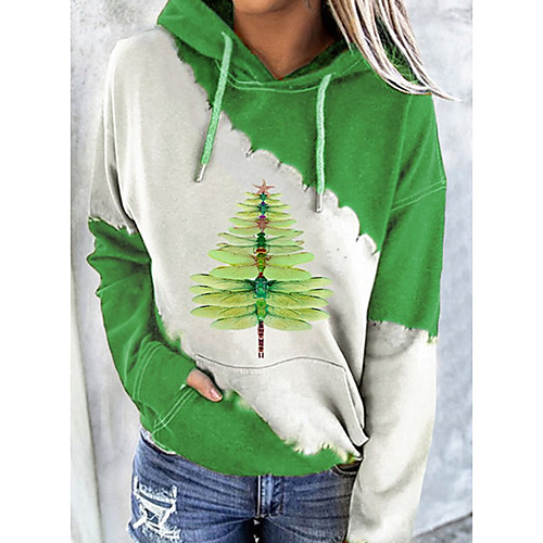 

Women's Pullover Hoodie Sweatshirt Color Block Graphic Prints Front Pocket Print Daily Going out Other Prints Casual Streetwear Hoodies Sweatshirts Green