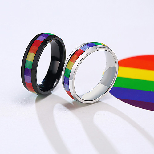 

Ring Retro Black Silver Stainless Steel Rainbow Stylish Simple Colorful 1pc 7 8 9 10 11