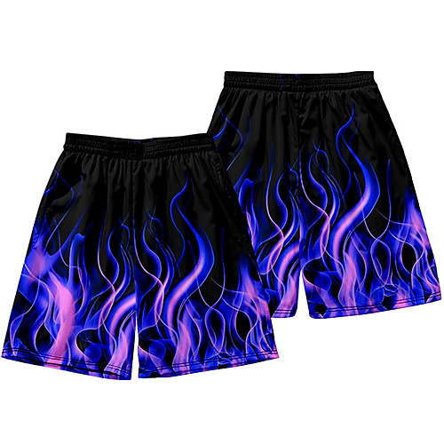 

Men's Casual / Sporty Athleisure Daily Holiday Jogger Shorts Pants Flame Short Elastic Waist 3D Print Black