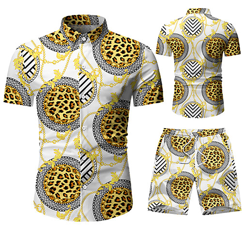 

Men's Shirt Other Prints Graphic Prints Print Short Sleeve Vacation Tops Yellow