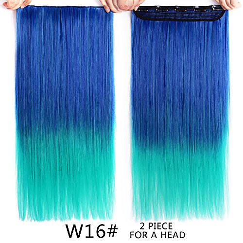 

hest resistant synthetic ombre color 5 clip in hair extension long straight 22 56cm rainbow clip in hair for girls nc/4hl 22inches