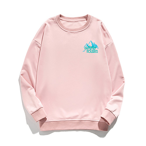 

Women's Pullover Sweatshirt Stone Print Daily Other Prints Basic Hoodies Sweatshirts White Blue Blushing Pink