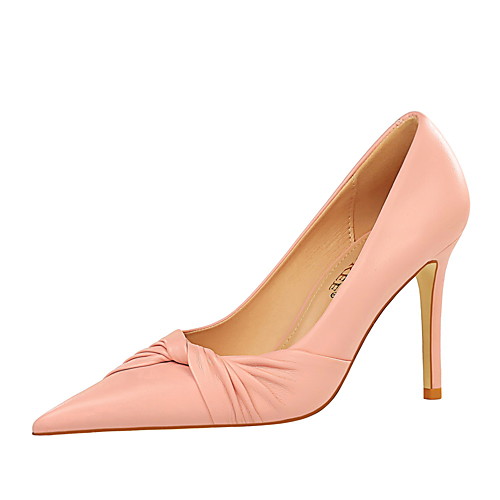 

Women's Heels Stiletto Heel Pointed Toe PU Bowknot Solid Colored Almond White Black