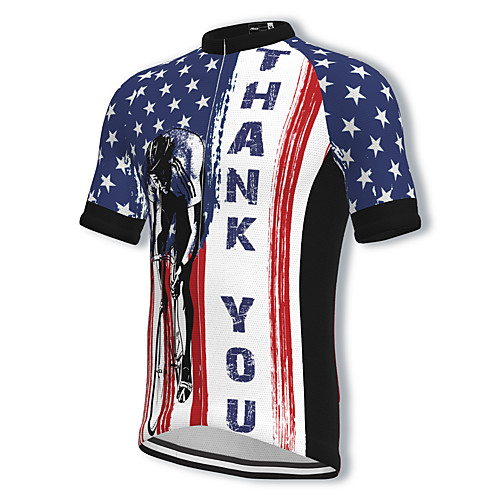 

21Grams Men's Short Sleeve Cycling Jersey Spandex Blue National Flag Bike Top Mountain Bike MTB Road Bike Cycling Breathable Quick Dry Sports Clothing Apparel / Athleisure