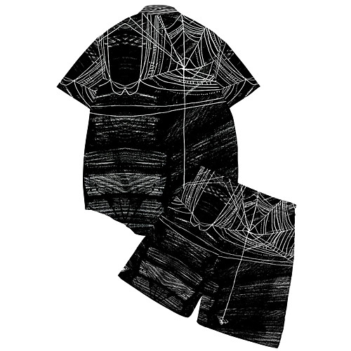 

Men's Shirt Suits 3D Print Spider Animal Button-Down 3D Print Short Sleeve Daily Tops Casual Fashion Breathable Black