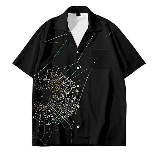 

Men's Shirt 3D Print Spider Animal Button-Down 3D Print Short Sleeve Daily Tops Casual Fashion Black