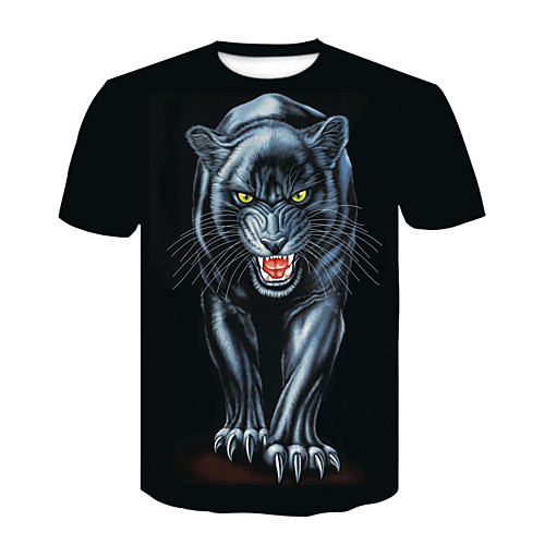 

Men's T shirt 3D Print 3D Short Sleeve Casual Tops Black