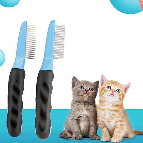 

Dog Cat Grooming Cleaning Pet Grooming Brush Plastic Stainless steel Comb Dog Clean Supply Pet Hair Remover Removing Matted Tangled Easy to Clean Self Cleaning Pet Grooming Supplies Blue Light Blue