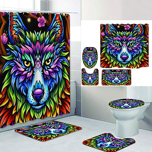 

Bathroom Shower Curtain & Mat Set Modern Polyester New Design