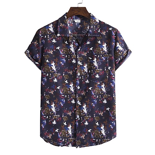 

Men's Shirt 3D Print Graphic Prints Print Short Sleeve Vacation Tops Navy Blue