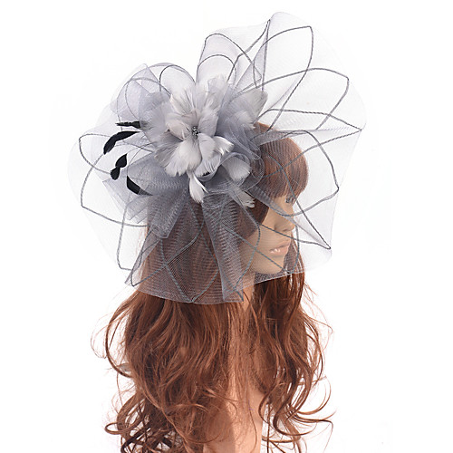 

Retro Pearl Tulle Fascinators with Feather / Flower 1 Piece Special Occasion / Party / Evening Headpiece