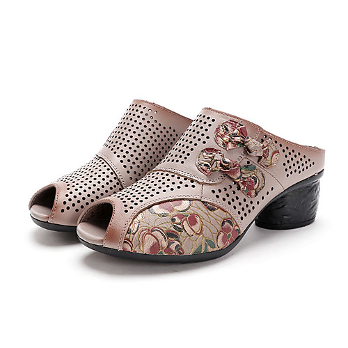 

Women's Sandals Chunky Heel Peep Toe Leather Sequin Solid Colored White Black Light Pink