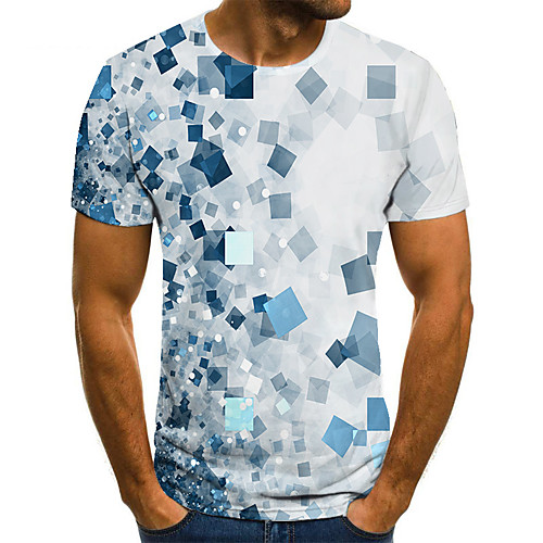 

Men's T shirt 3D Print Geometric 3D Print Print Short Sleeve Casual Tops Casual Fashion White