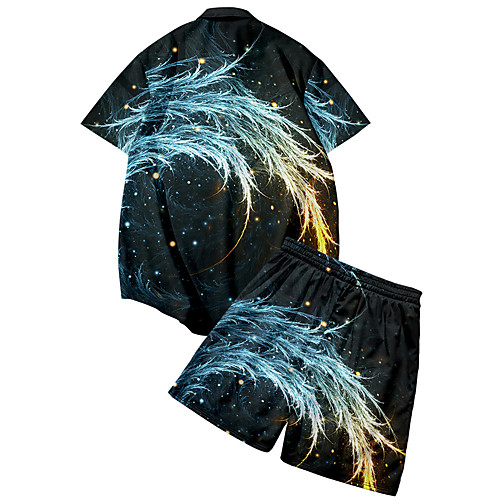

Men's Shirt Suits 3D Print Lightning Button-Down 3D Print Short Sleeve Street Tops Fashion Classic Breathable Comfortable Black