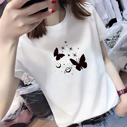 

Women's Tee / T-shirt Pure Color Crew Neck Spandex Butterfly Sport Athleisure Top Short Sleeves Breathable Soft Comfortable Everyday Use Casual Daily Outdoor