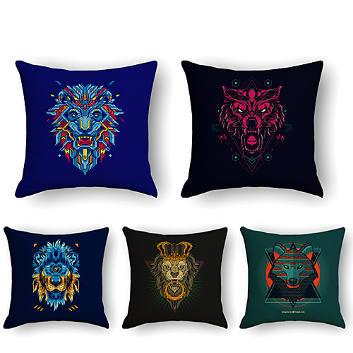 

Cushion Cover 5PCS Linen Soft Decorative Square Throw Pillow Cover Cushion Case Pillowcase for Sofa Bedroom 45 x 45 cm (18 x 18 Inch) Superior Quality Mashine Washable