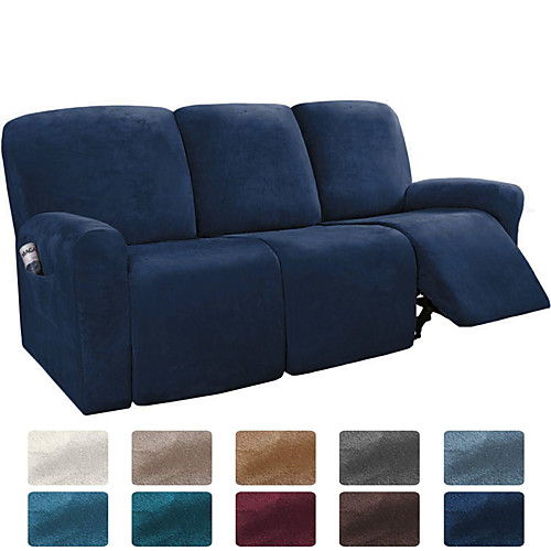 

Sectional Recliner Cover 3 Seater Couch Cover 1 Set of 8 Pieces Microfiber Stretch Sofa Slipcover, High Elastic High Quality Velvet Fabric 3 Seats Cushion Recliner Sofa Furniture Protector