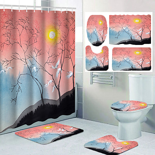 

Bathroom Shower Curtains & Hooks Casual Polyester Waterproof