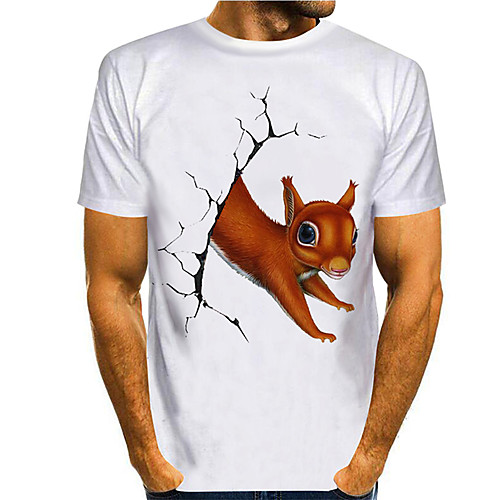 

Men's T shirt 3D Print Graphic Prints Animal Print Short Sleeve Daily Tops Casual Designer Big and Tall White