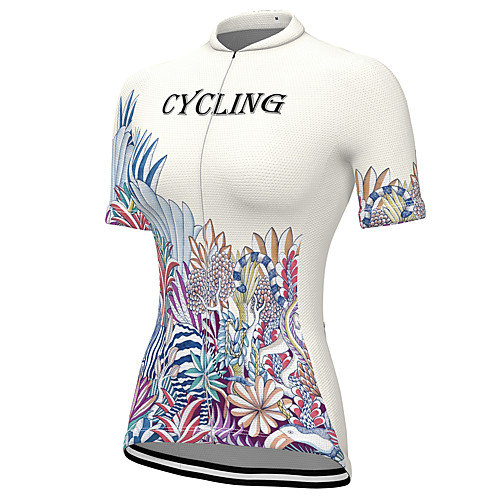 

21Grams Women's Short Sleeve Cycling Jersey Spandex White Floral Botanical Bike Top Mountain Bike MTB Road Bike Cycling Breathable Sports Clothing Apparel / Stretchy / Athleisure