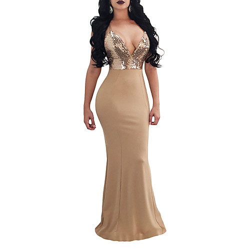 

Medieval Dress Women's Sequins Costume Apricot Vintage Cosplay Daily Wear Date Maxi Mermaid / Trumpet