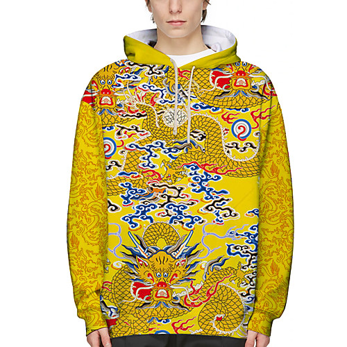 

Men's Pullover Hoodie Sweatshirt Dragon Graphic 3D Print Daily Holiday 3D Print 3D Print Hoodies Sweatshirts Yellow