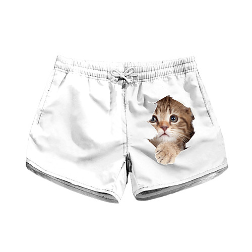 

Women's Stylish Novelty Comfort Leisure Sports Weekend Shorts Pants Cat 3D Graphic Prints Short Sporty Elastic Waist Print White Black