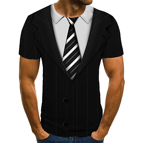 

Men's T shirt 3D Print Optical Illusion 3D Print Print Short Sleeve Casual Tops Casual Fashion Black / White