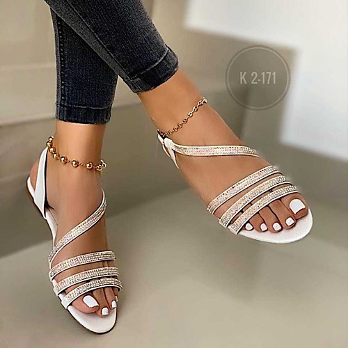 

Women's Sandals Boho Bohemia Beach Roman Shoes Gladiator Sandals Flat Heel Round Toe PU Black Gold Silver