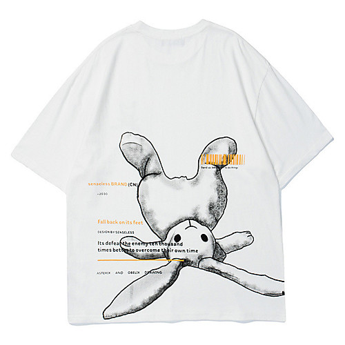 

Men's T shirt Hot Stamping Graphic Prints Animal Print Short Sleeve Casual Tops 100% Cotton Basic Casual Fashion White Black