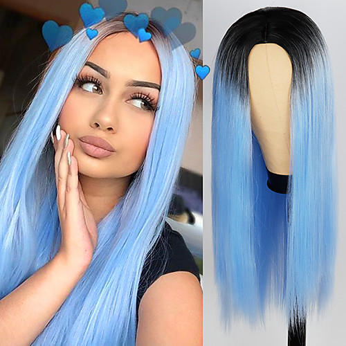 

Synthetic Wig Natural Straight Middle Part Wig Medium Length A1 A2 A3 A4 A5 Synthetic Hair Women's Cosplay Party Fashion Black Blue