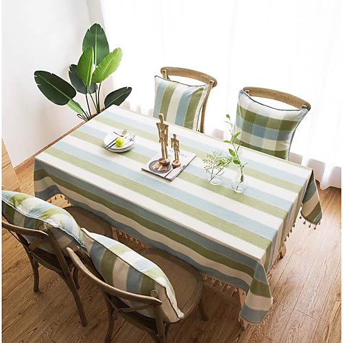 

Table Cloth polyester fibre Dust-Proof Contemporary Striped Tabel cover Table decorations for Daily Wear rectangule 6060/9090/100140/140160/140180/140200/140220/140250/140260/140300 cm Blue