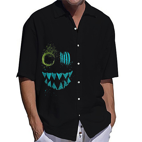 

Men's Shirt 3D Print Graphic Prints Grimace Button-Down Print Short Sleeve Daily Tops Casual Designer Big and Tall Black