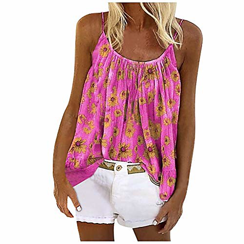 

aihihe womens plus size floral printed tank tops for women sleeveless camisoles tops blouse summer casual blouses pink