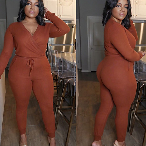 

Women's Plus Size Split Solid Colored Ordinary Brown