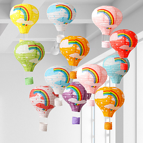 

Reusable Hanging Paper Lanterns Rainbow Hot Air Balloon Paper Lantern Chinese Party Ball Lamp Decor Birthday Wedding Supplies