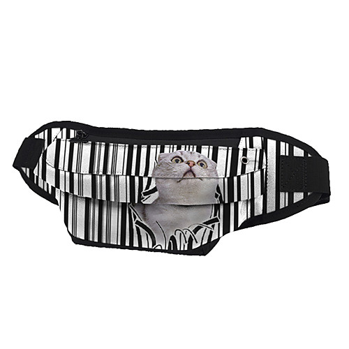 

Unisex Bags Oxford Cloth Canvas Fanny Pack Chest Bag Zipper Animal Going out Outdoor Lace up Chain Bag Bum Bag Sillver Gray Black / White White Black