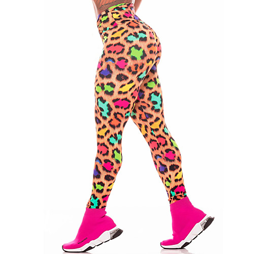 

Women's High Waist Yoga Pants Cropped Leggings Tummy Control Butt Lift Breathable Leopard Rainbow Spandex Yoga Fitness Gym Workout Sports Activewear Stretchy / Athletic / Athleisure