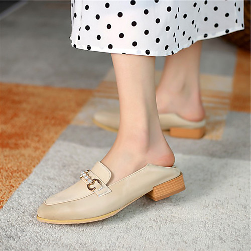 

Women's Flats Flat Heel Round Toe Microfiber Imitation Pearl Solid Colored Almond Black