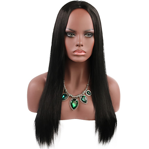 

Synthetic Wig Natural Straight Middle Part Wig Medium Length Black Synthetic Hair Women's Party Fashion Comfy Black