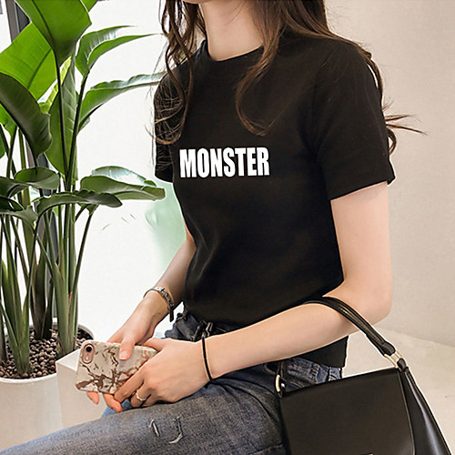 

Women's Tee / T-shirt Pure Color Crew Neck Spandex Letter Printed Sport Athleisure Top Short Sleeves Breathable Soft Comfortable Everyday Use Casual Daily Outdoor