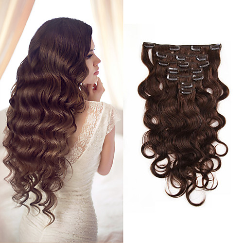 

Clip In Hair Extensions Human Hair Body Wave 7pcs/set Remy Hair 70g 14-22 inches Double Weft Natural Color Hairpieces For Women