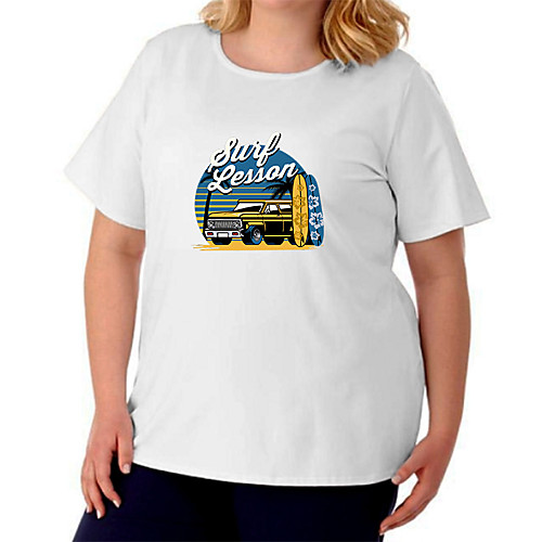 

Women's Plus Size Print Letter T shirt Large Size Crewneck Short Sleeve Basic Tops XL XXL 3XL White Black Gray Big Size / Cotton