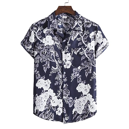 

Men's Shirt 3D Print Graphic Prints Print Short Sleeve Vacation Tops Navy Blue