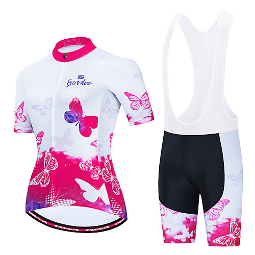 

Women's Short Sleeve Cycling Jersey with Shorts PinkWhite Animal Bike Breathable Sports Graphic Clothing Apparel / Micro-elastic / Athleisure