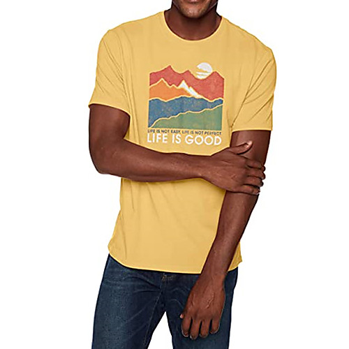 

Men's Unisex Tees T shirt Hot Stamping Graphic Prints Landscape Plus Size Print Short Sleeve Casual Tops 100% Cotton Basic Designer Big and Tall Yellow